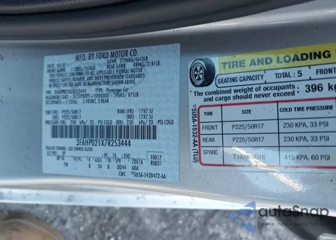 2007 Ford Fusion Sel из США, поврежденный, VIN 3FAHP021X7R253444